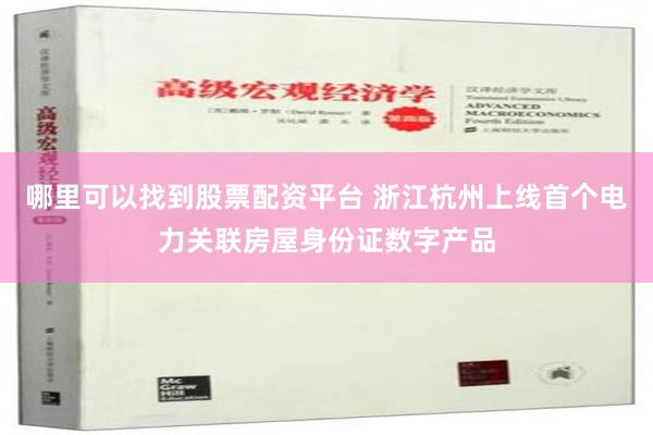 哪里可以找到股票配资平台 浙江杭州上线首个电力关联房屋身份证数字产品