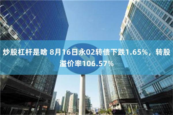 炒股杠杆是啥 8月16日永02转债下跌1.65%，转股溢价率106.57%