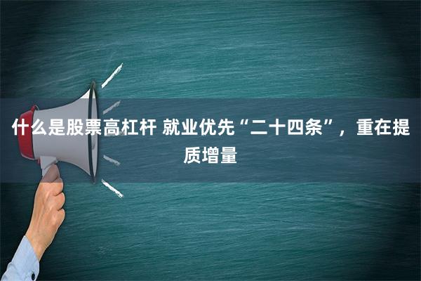 什么是股票高杠杆 就业优先“二十四条”，重在提质增量