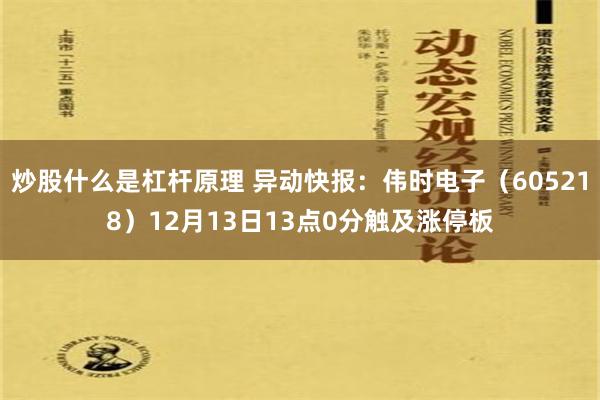 炒股什么是杠杆原理 异动快报：伟时电子（605218）12月13日13点0分触及涨停板