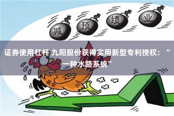 证券使用杠杆 九阳股份获得实用新型专利授权：“一种水路系统”